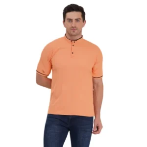 Mandarian Collar Polo T-Shirt – Orange