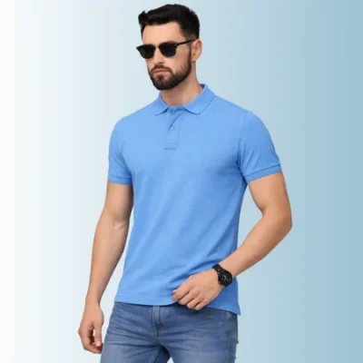 Matty Collar Polo T-Shirt – Sky Blue