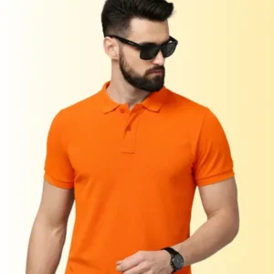 Matty Collar Polo T-Shirt – Orange