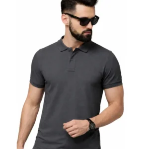 Matty Collar Polo T-Shirt – Dark Grey
