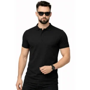 Matty Collar Polo T-Shirt – Black