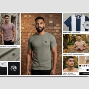 Knitted Patta Full Sleeves Men's Collar Tshirt | M, L,XL |