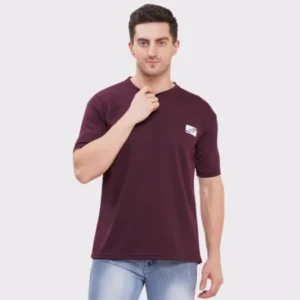 Men’s Half Sleeve Cotton Knitted T-Shirt | Wine Premium Knit T-Shirt Wholesale