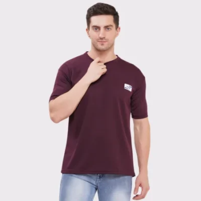 Men’s Half Sleeve Cotton Knitted T-Shirt | Wine Premium Knit T-Shirt Wholesale