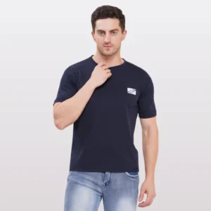 Men’s Half Sleeve Cotton Knitted T-Shirt | Navy Premium Knit T-Shirt Wholesale