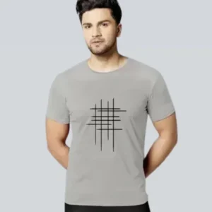 Men’s Half Sleeve Zigzag Print Cotton T-Shirt | Grey Stylish Printed T-Shirt Wholesale
