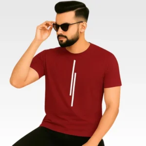 Men’s Half Sleeve Printed Cotton T-Shirt | Maroon Stylish Printed T-Shirt Wholesale