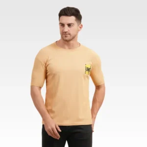 Men’s Half Sleeve Beige Printed Cotton Matty T-Shirt | Printed Matty T-Shirt