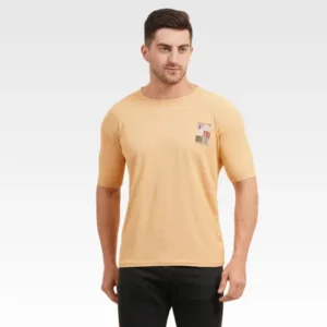 Men’s Half Sleeve Beige Printed Cotton Matty T-Shirt | Printed Matty T-Shirt Wholesale