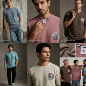 Men’s Jacquard T-Shirt | Textured Premium Fabric | Half Sleeve Stylish Casual Wear | M-L-XL Size | Wholesale Pack of 18 PCS