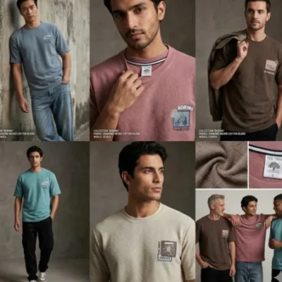 Men’s Jacquard T-Shirt | Textured Premium Fabric | Half Sleeve Stylish Casual Wear | M-L-XL Size | Wholesale Pack of 18 PCS
