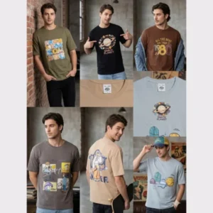 Men’s Jacquard T-Shirt | Textured Premium Fabric | Half Sleeve Stylish Casual Wear | M-XL Size | Wholesale Pack of 18 PCS