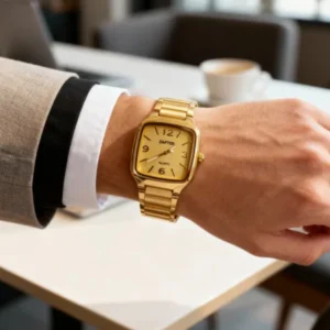 Zaptoe Gold Round Analog Wrist Watch