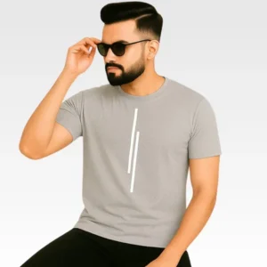 Men’s Half Sleeve Printed Cotton T-Shirt | Grey Stylish Printed T-Shirt Wholesale
