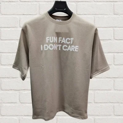 Fun Fact Printed Ribbed Casual T-Shirt for Men